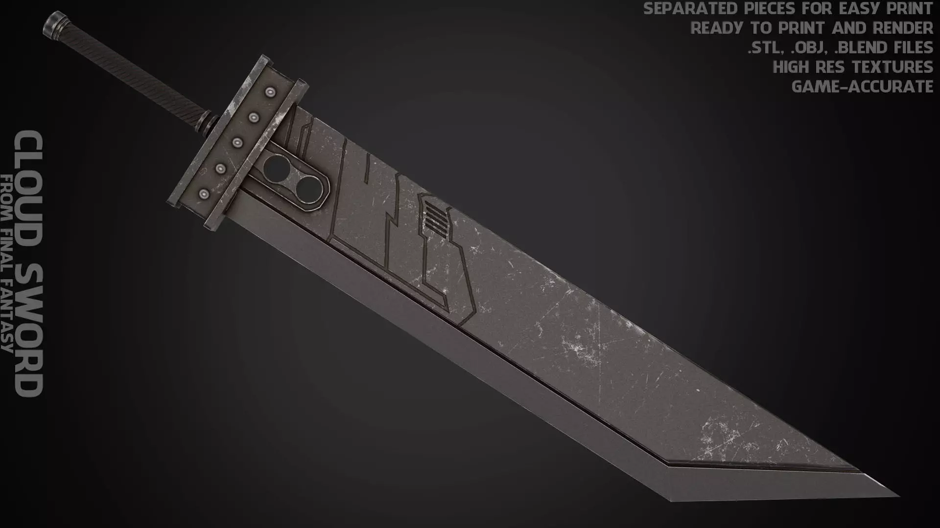 Final Fantasy VII Cloud Buster Sword for Cosplay 3D print model_0