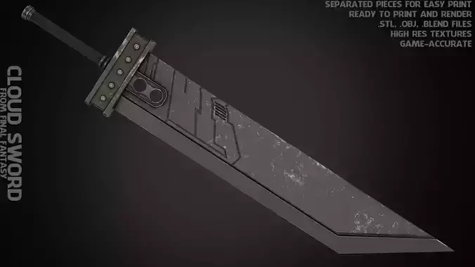 Final Fantasy VII Cloud Buster Sword for Cosplay 3D print model