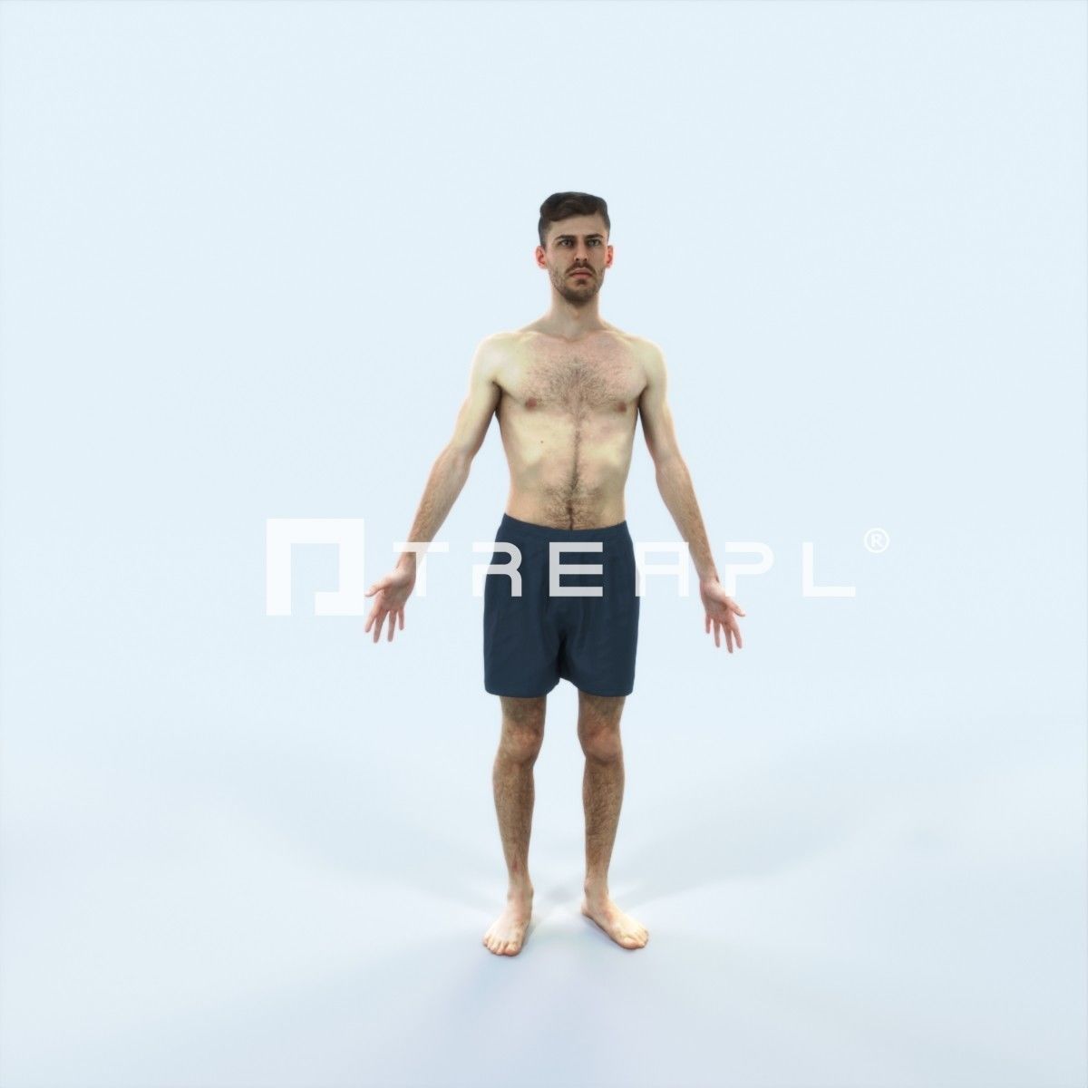 Posture G Beach Animated Rigged Sports Man Low-poly 3D model_1