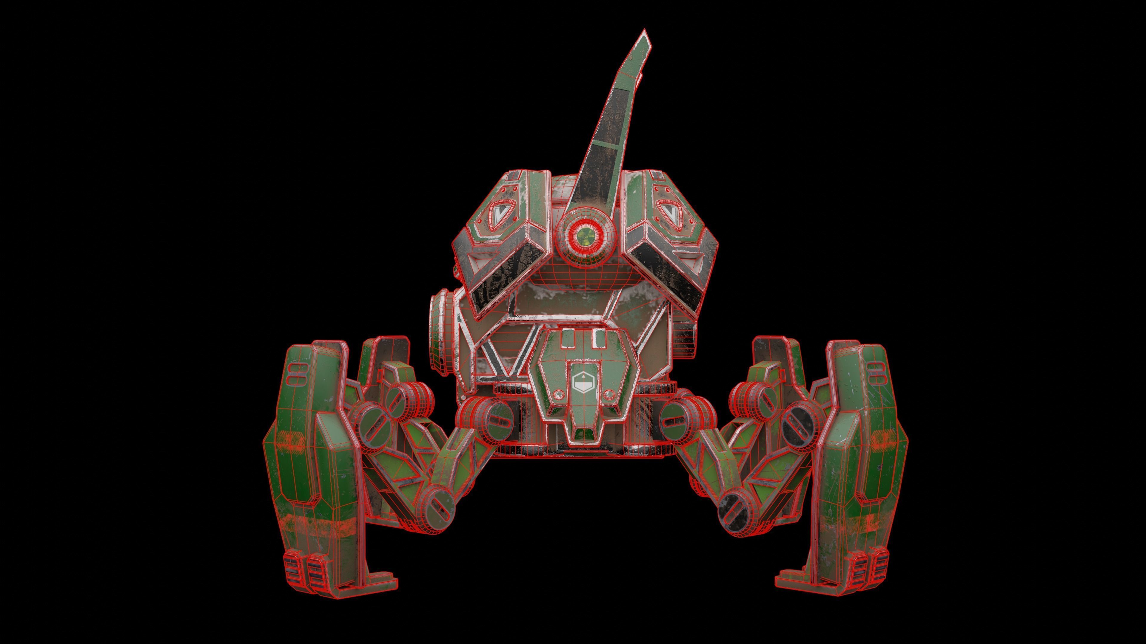Robot Scout Low-poly 3D model_17