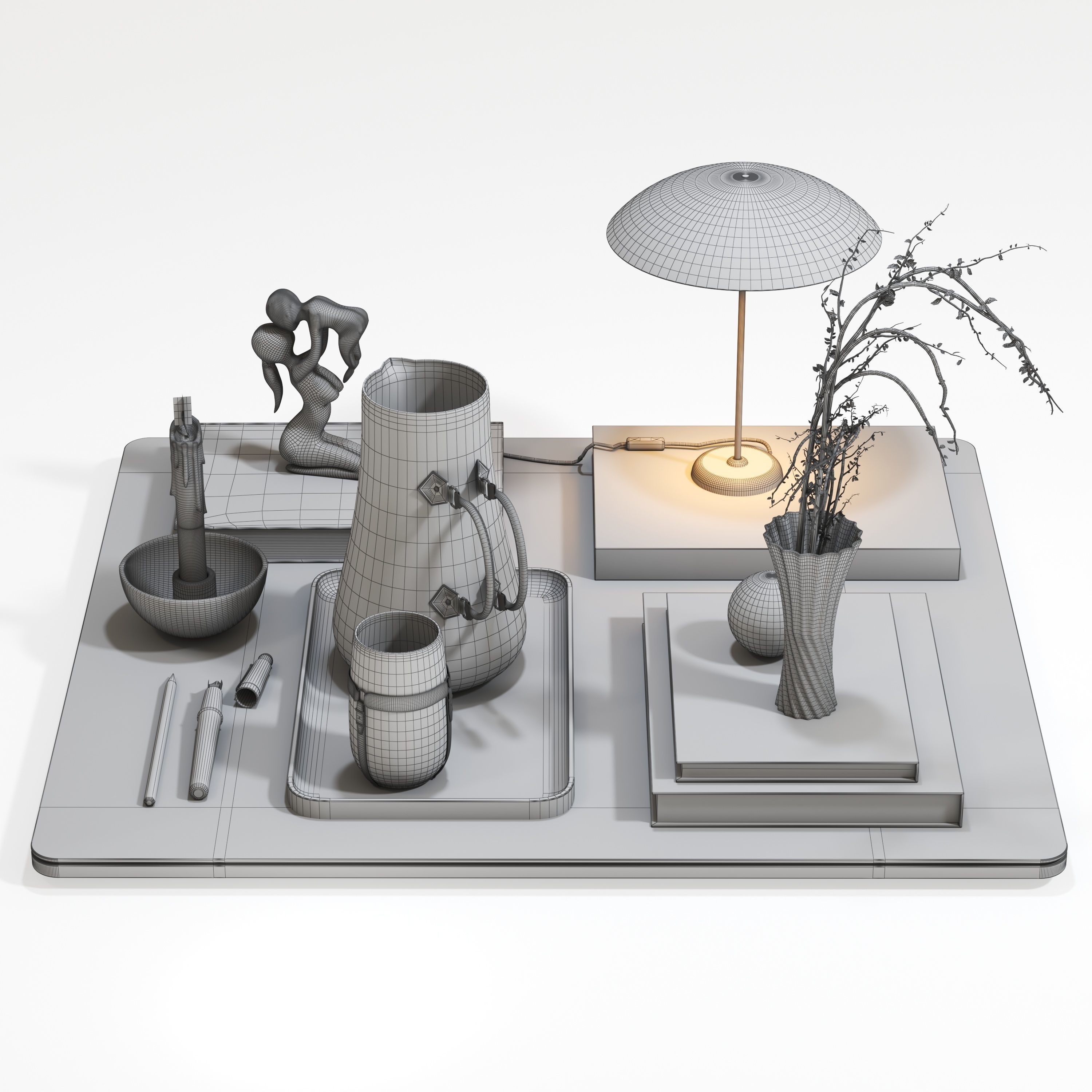 Decorative set zaha 03 Low-poly 3D model_5