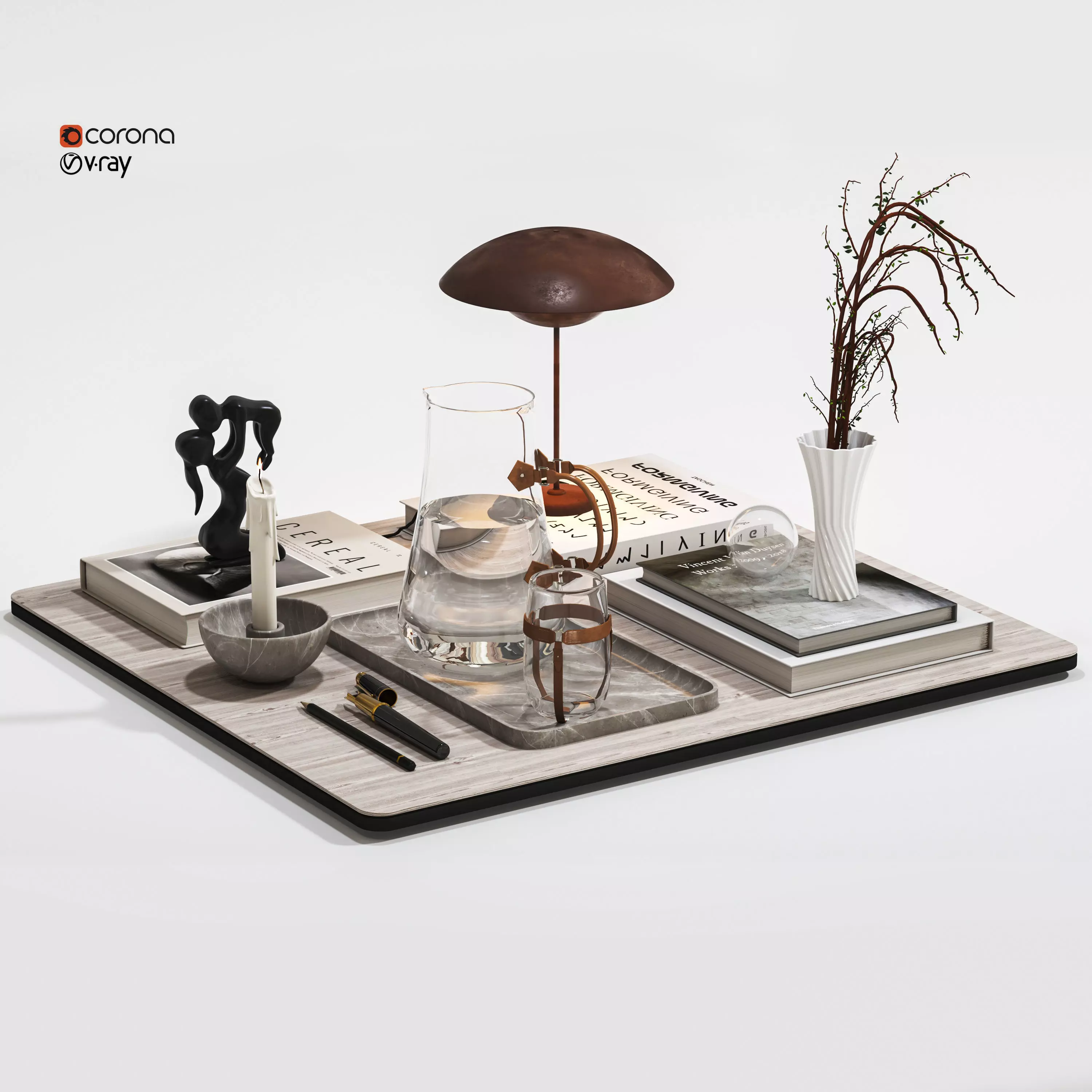 Decorative set zaha 03 Low-poly 3D model_0