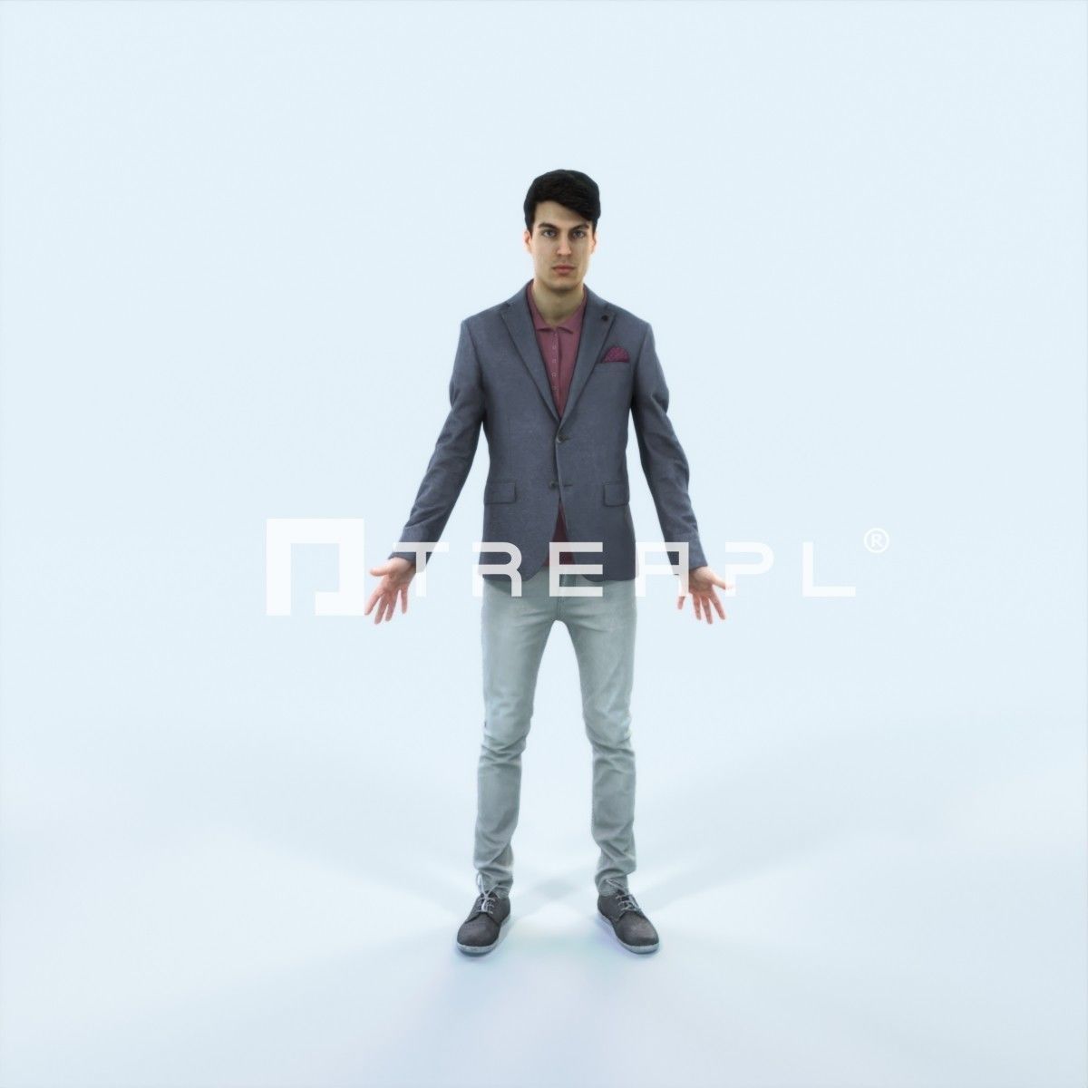 Prime D Animated Rigged Casual Man Low-poly 3D model_1