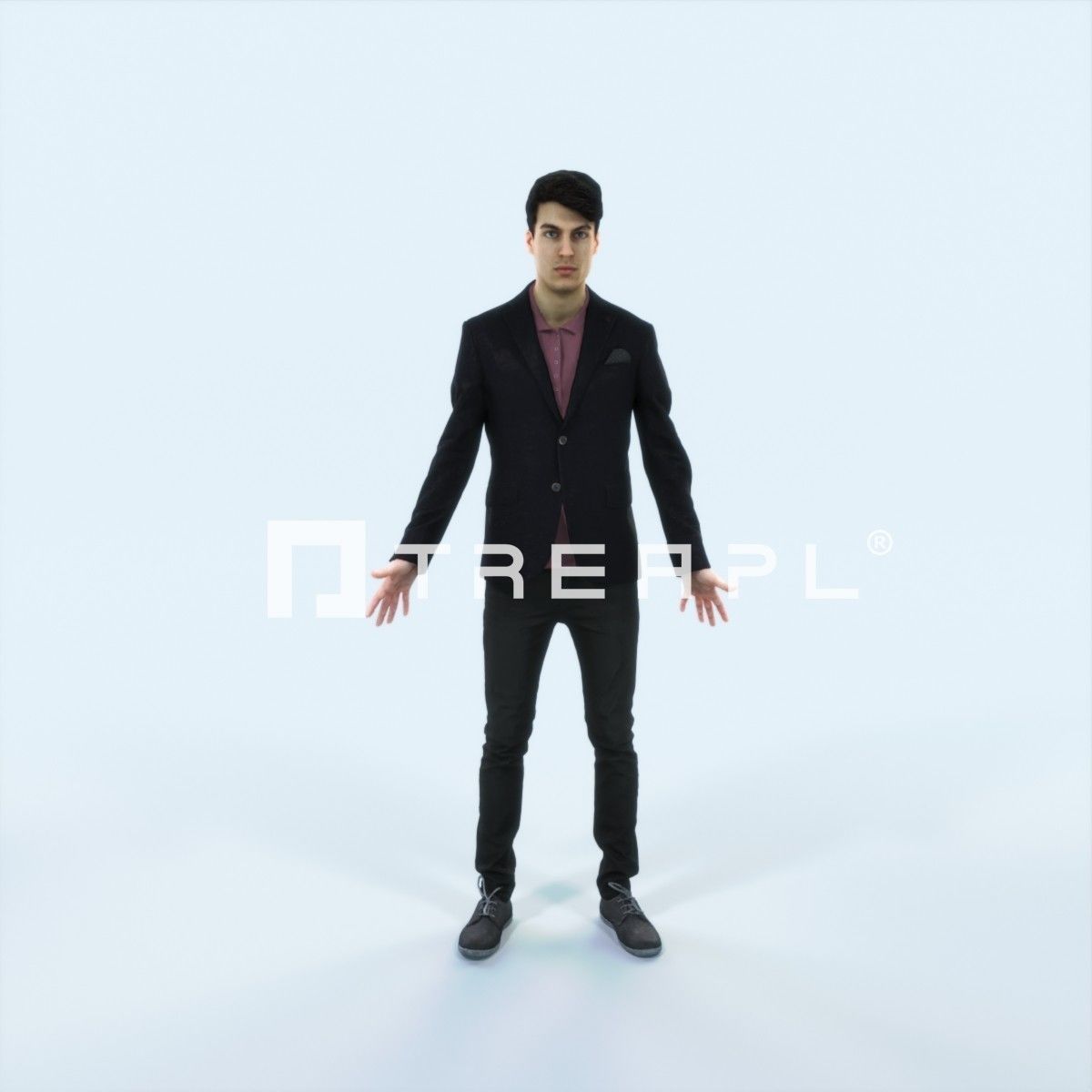 Prime B Animated Rigged Casual Man Low-poly 3D model_1