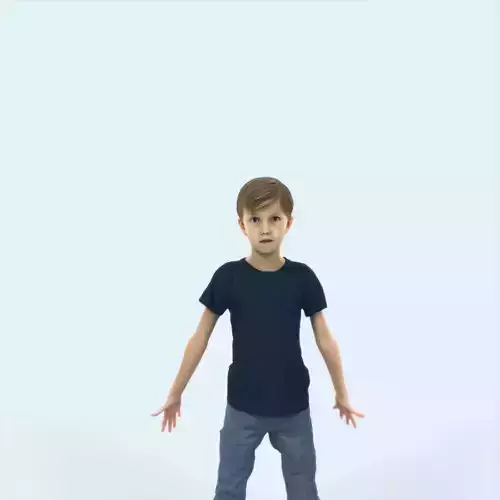 Story 01F Animated Rigged Casual Boy Low-poly 3D model