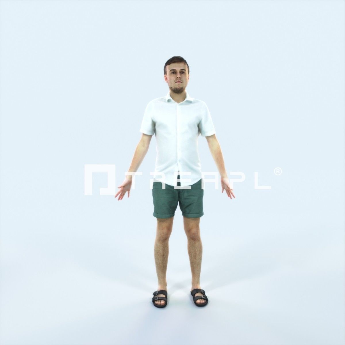Veracity A Animated Rigged Summer Casual Man Low-poly 3D model_2