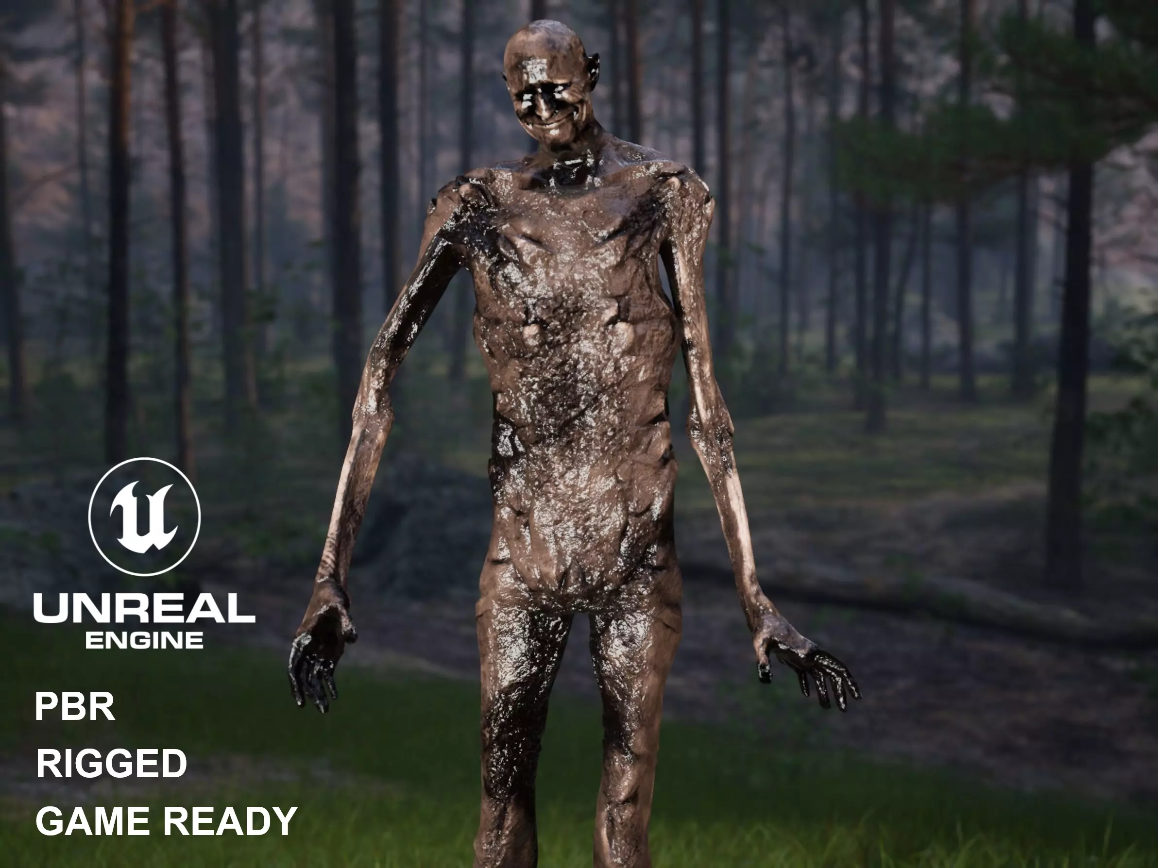 Rigged Horror Creature - 4K PBR UE4 UE5 Asset Low-poly 3D model_0