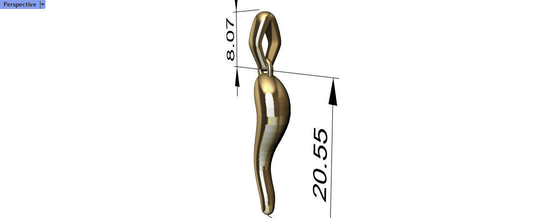 3D Italian Horn Pendant charm necklace jewelry  print model 3D print model_6