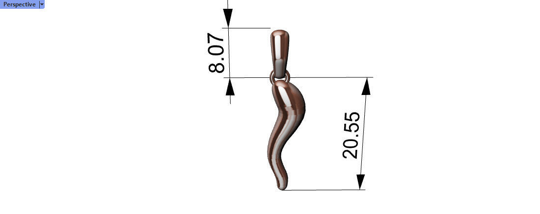 3D Italian Horn Pendant charm necklace jewelry  print model 3D print model_5