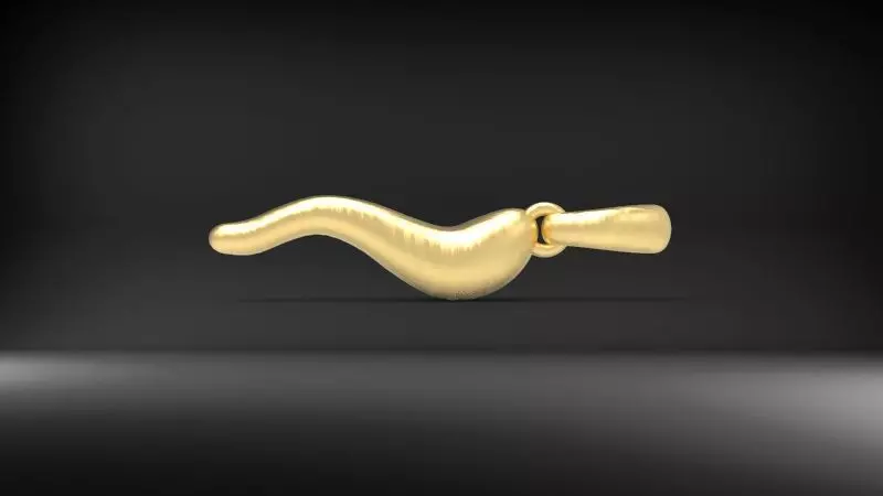 3D Italian Horn Pendant charm necklace jewelry  print model 3D print model_0