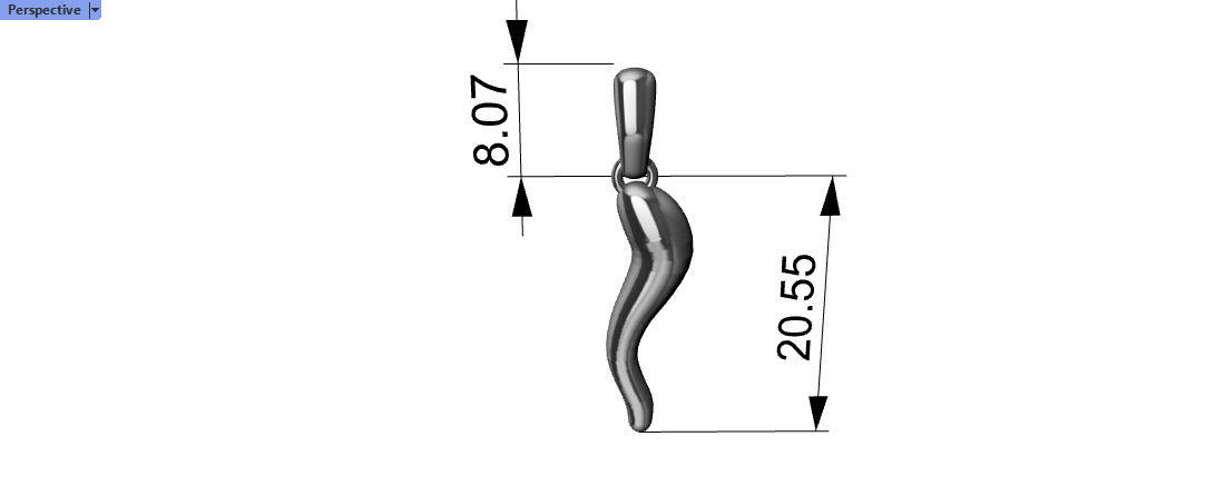 3D Italian Horn Pendant charm necklace jewelry  print model 3D print model_4