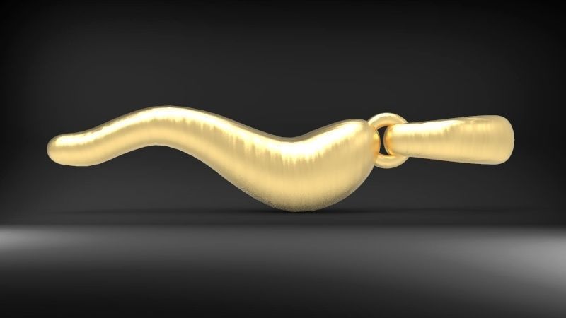 3D Italian Horn Pendant charm necklace jewelry  print model 3D print model_2