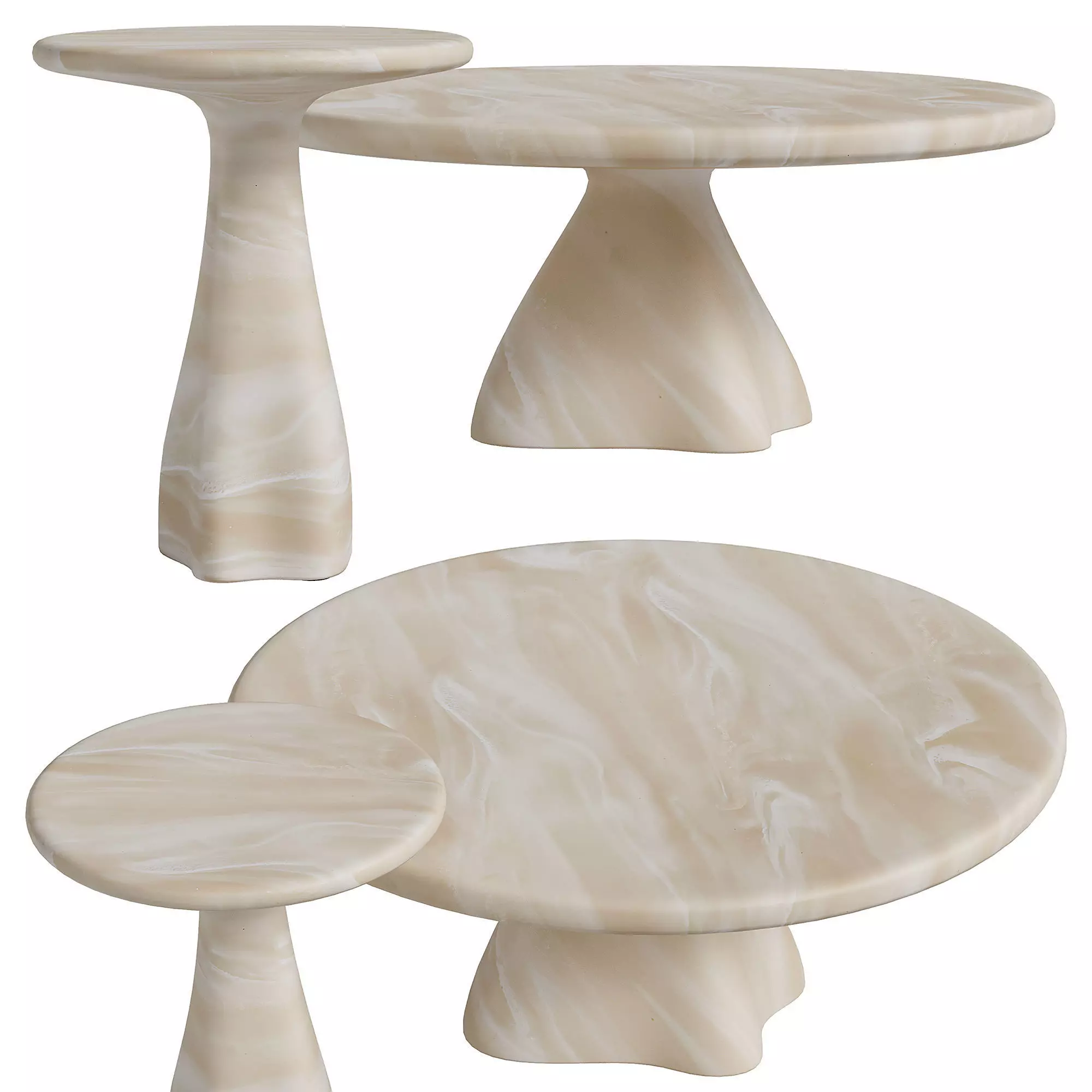 CB2 Espira Round Cream Tables Low-poly 3D model_0