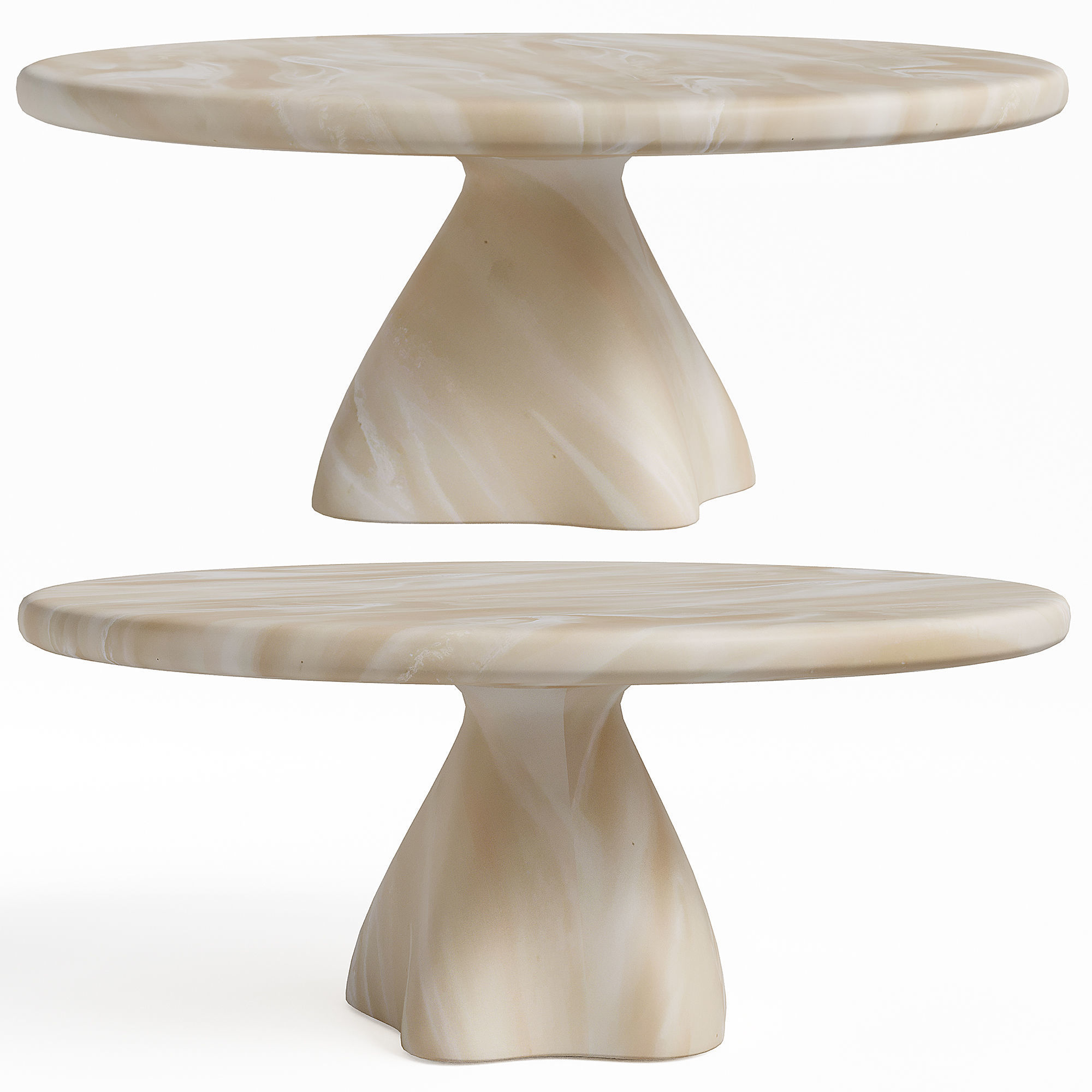 CB2 Espira Round Cream Tables Low-poly 3D model_2