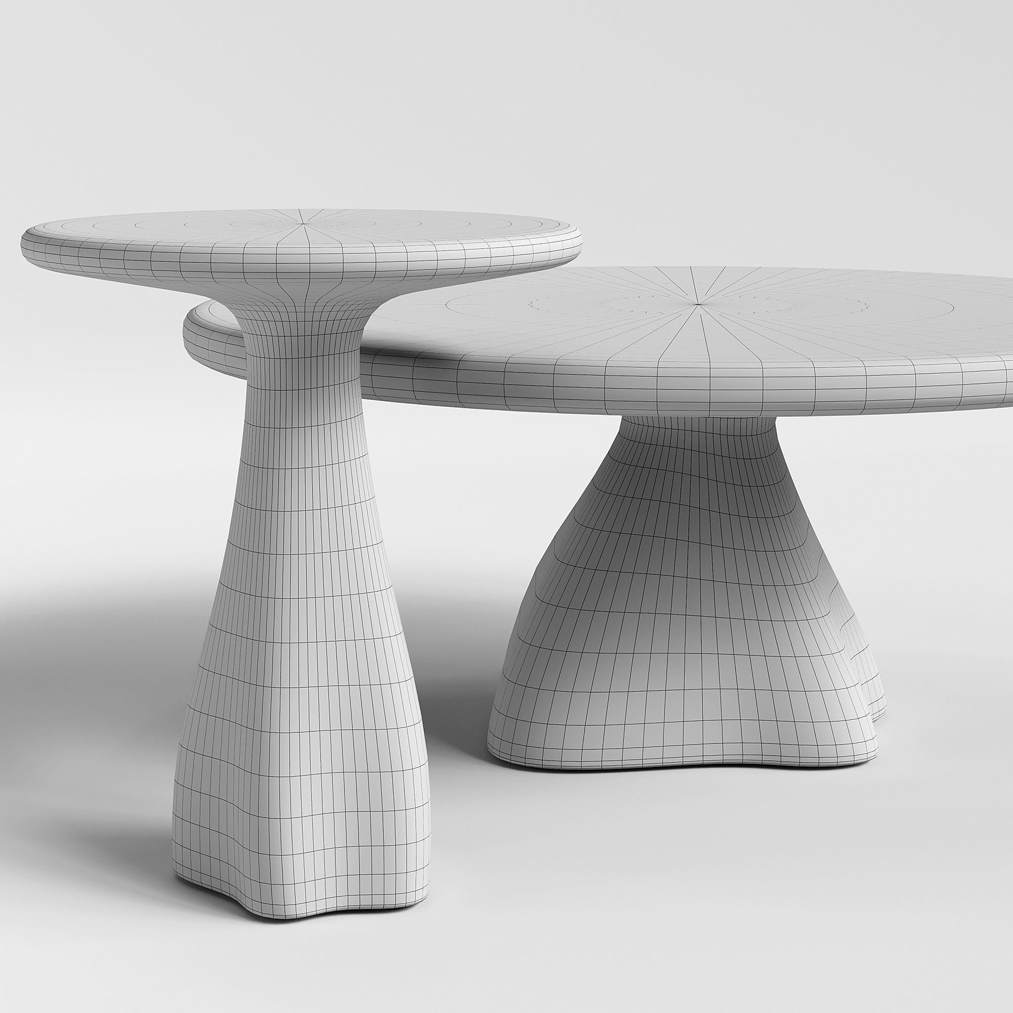 CB2 Espira Round Cream Tables Low-poly 3D model_4