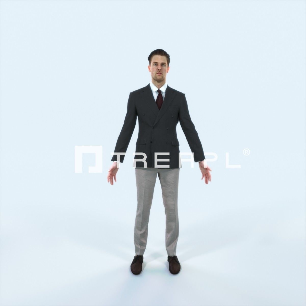 Virtue F Animated Rigged Elegant Business Man Low-poly 3D model_1