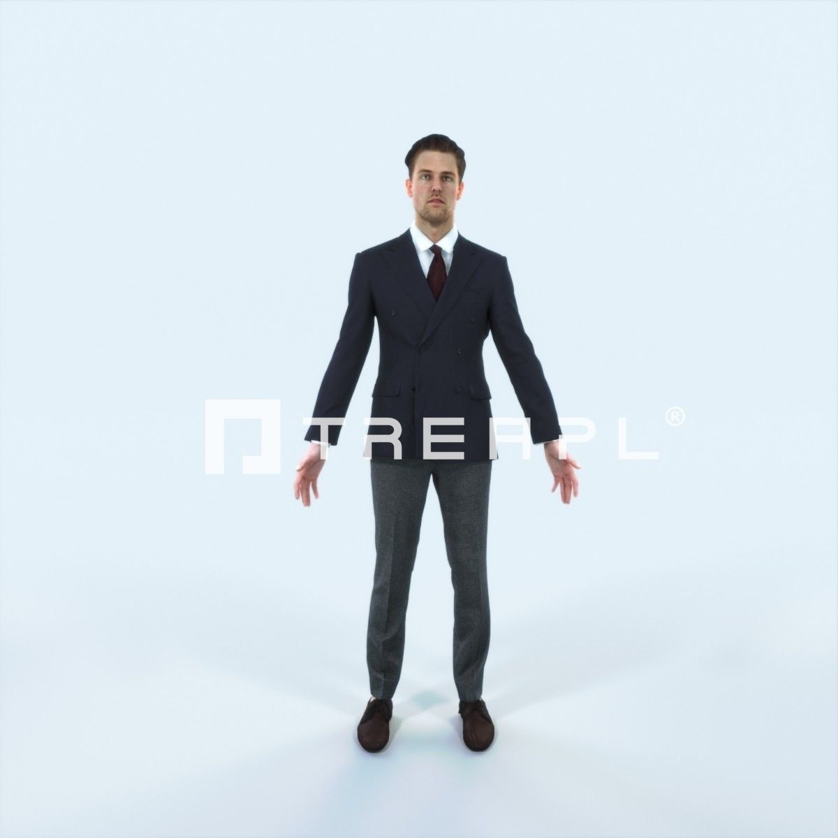 Virtue A Animated Rigged Elegant Business Man Low-poly 3D model_1