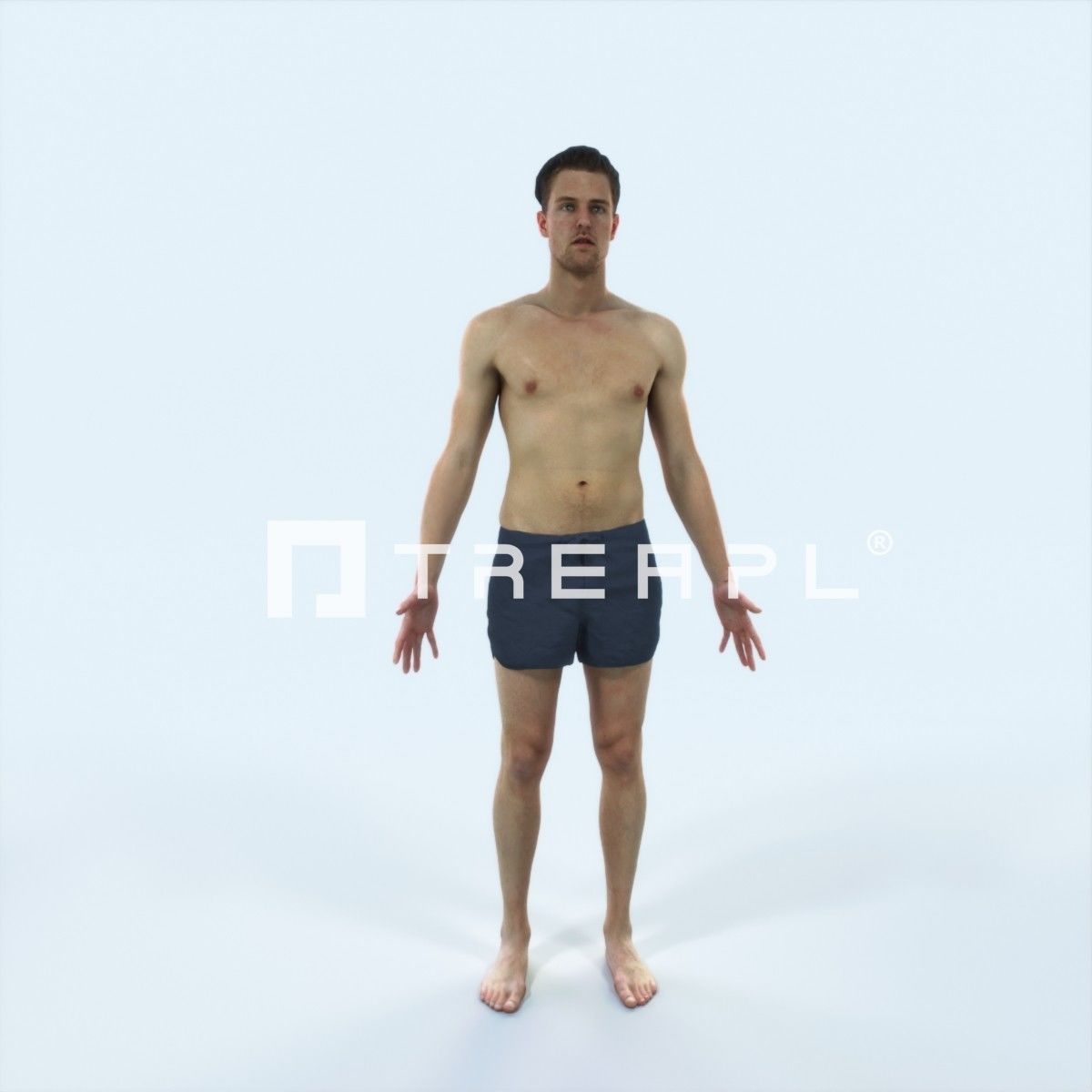 Virtue J Beach Animated Rigged Sports Man Low-poly 3D model_1