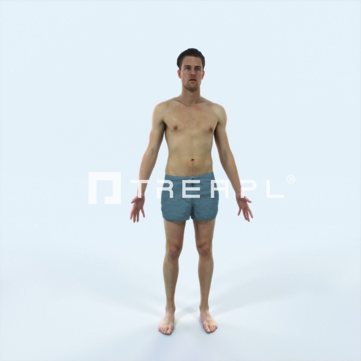 Virtue F Beach Animated Rigged Sports Man Low-poly 3D model_1