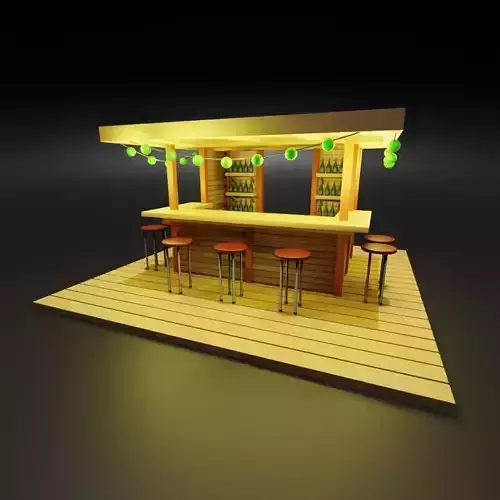 wooden tiki bar