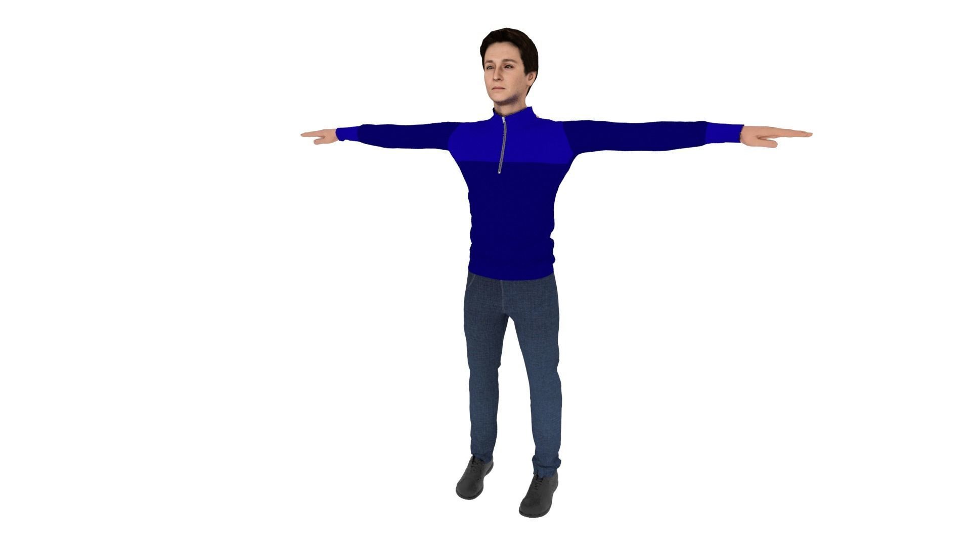 Realistic Character Male Low-poly 3D model_1