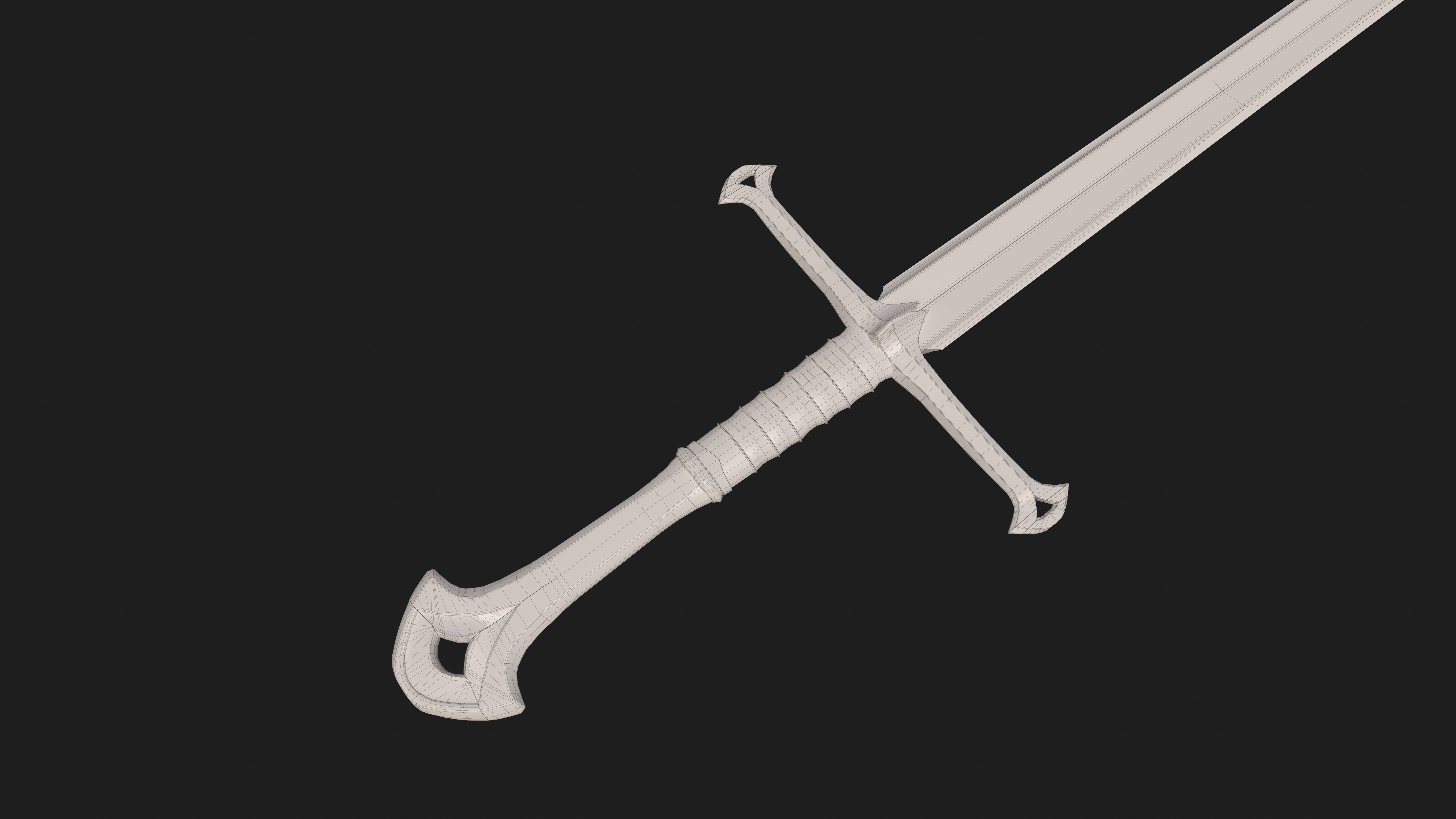 European Short Sword Low-poly 3D model_2
