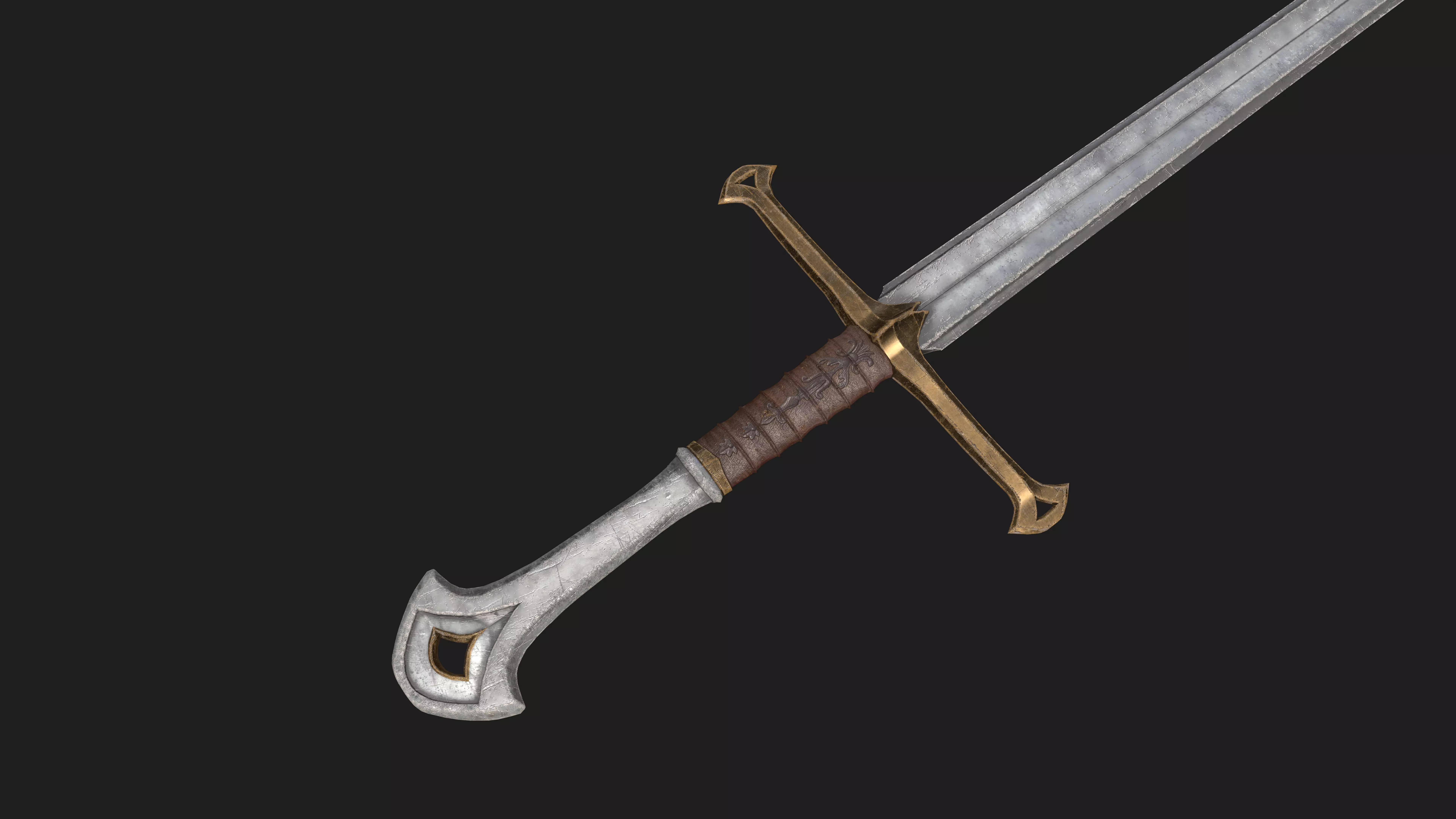 European Short Sword Low-poly 3D model_0
