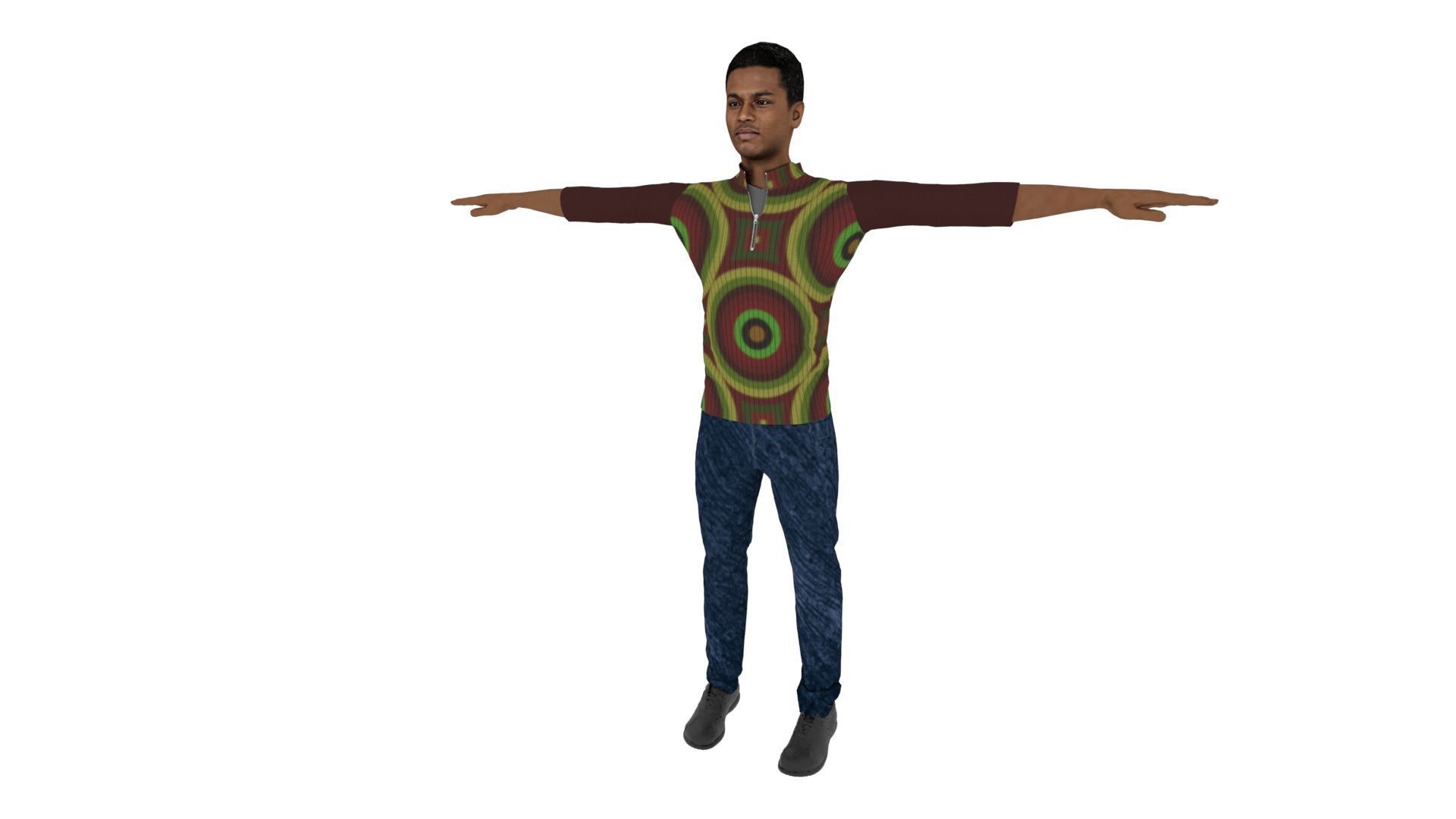 Realistic Man Low-poly 3D model_2