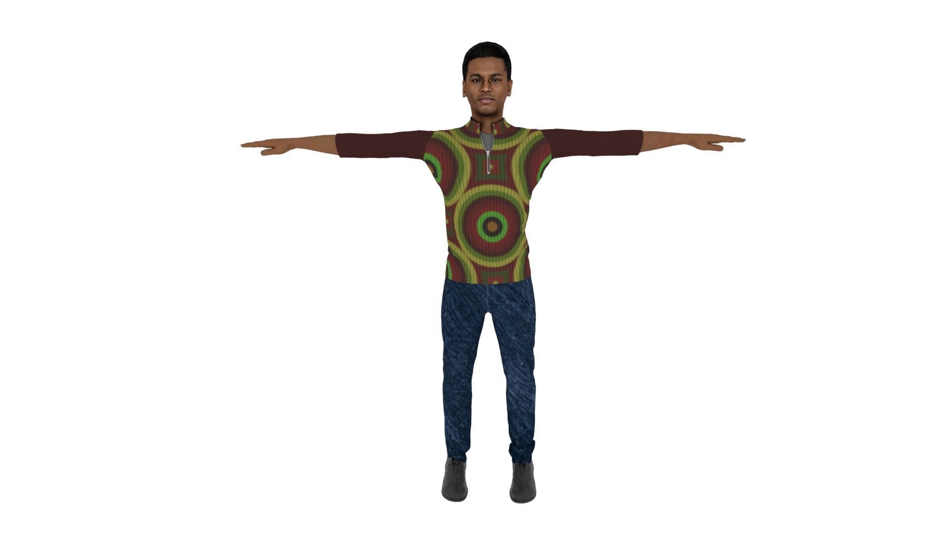 Realistic Man Low-poly 3D model_1