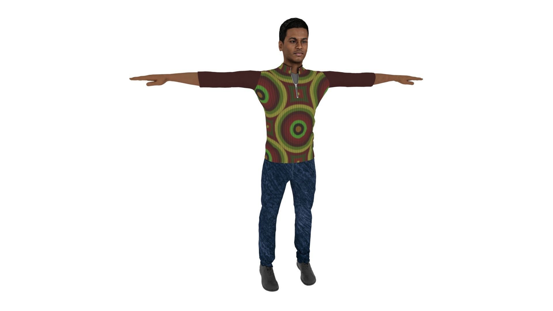 Realistic Man Low-poly 3D model_5