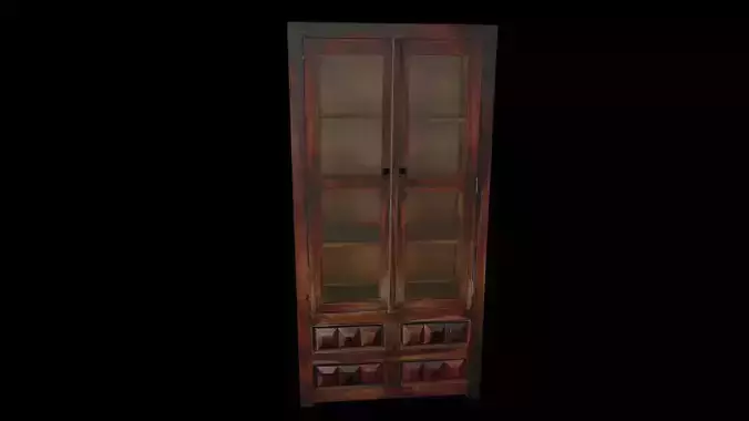Wooden kitchen cabinets Free low-poly 3D model