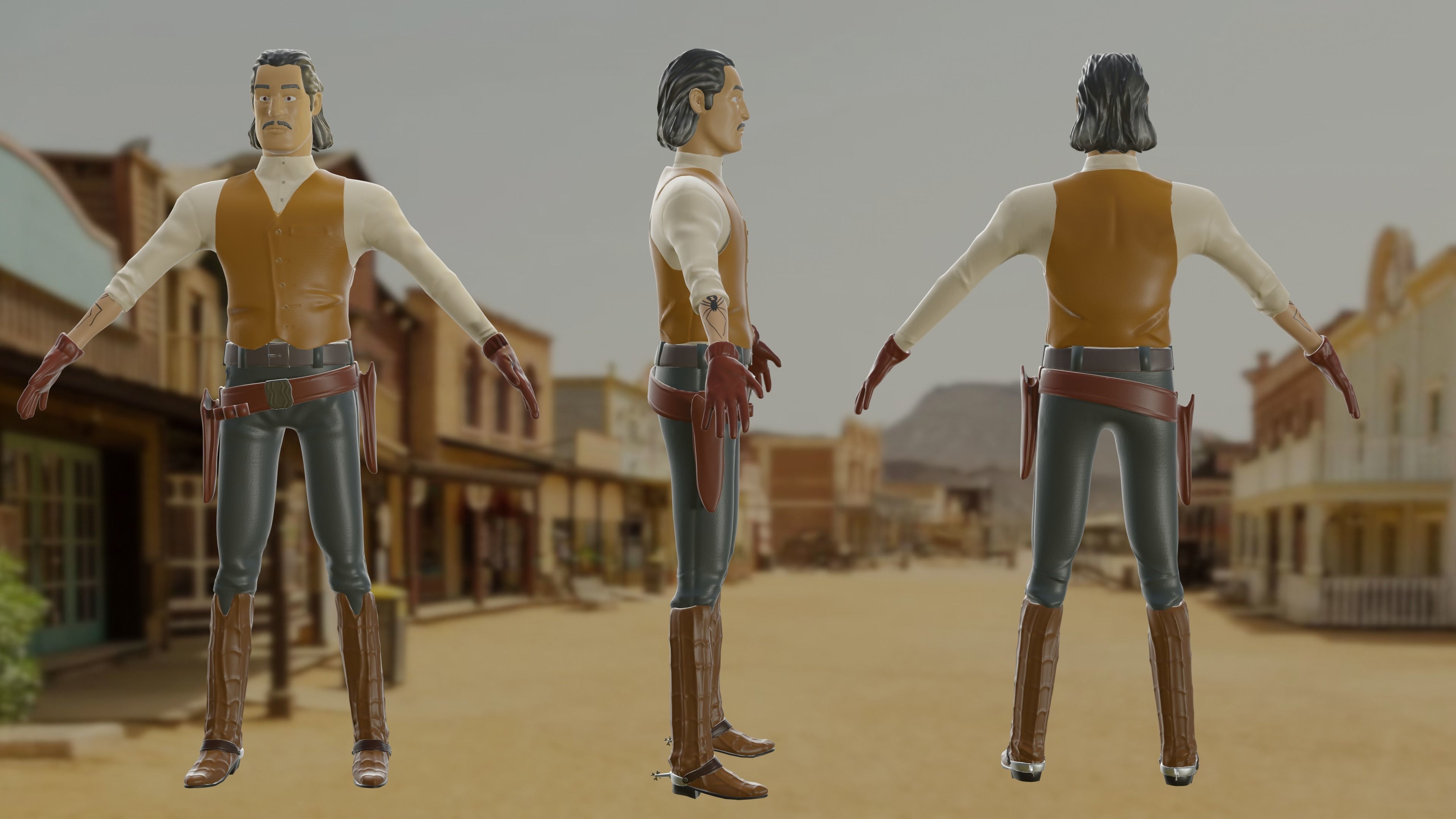 Web Slinger Across the Spider-verse Cowboy Spider-Man 3D Model 3D model_2