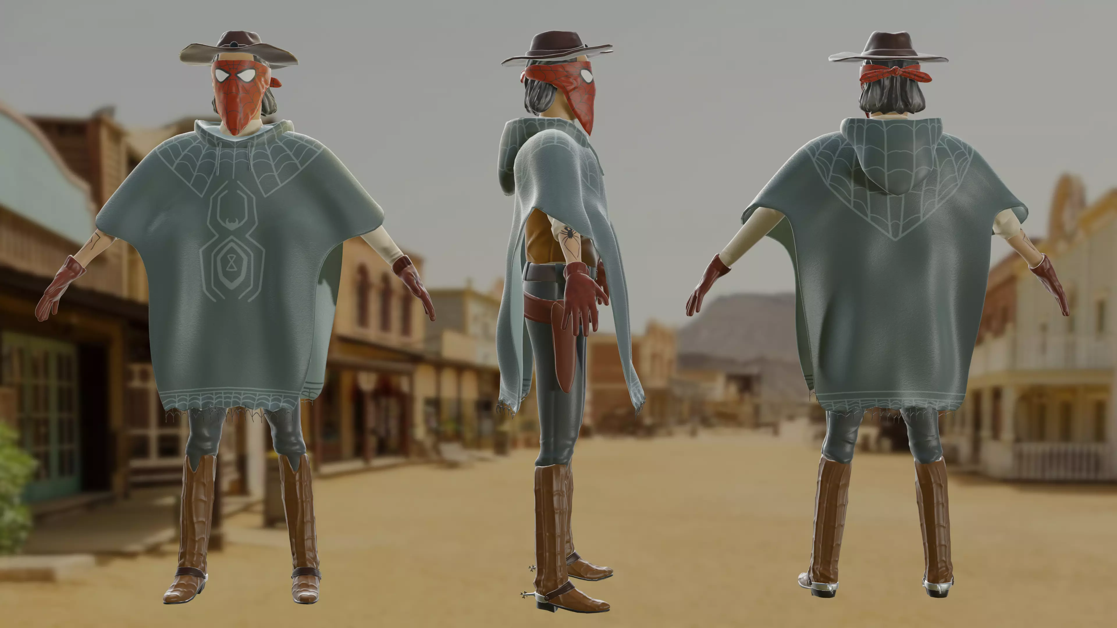 Web Slinger Across the Spider-verse Cowboy Spider-Man 3D Model 3D model_0