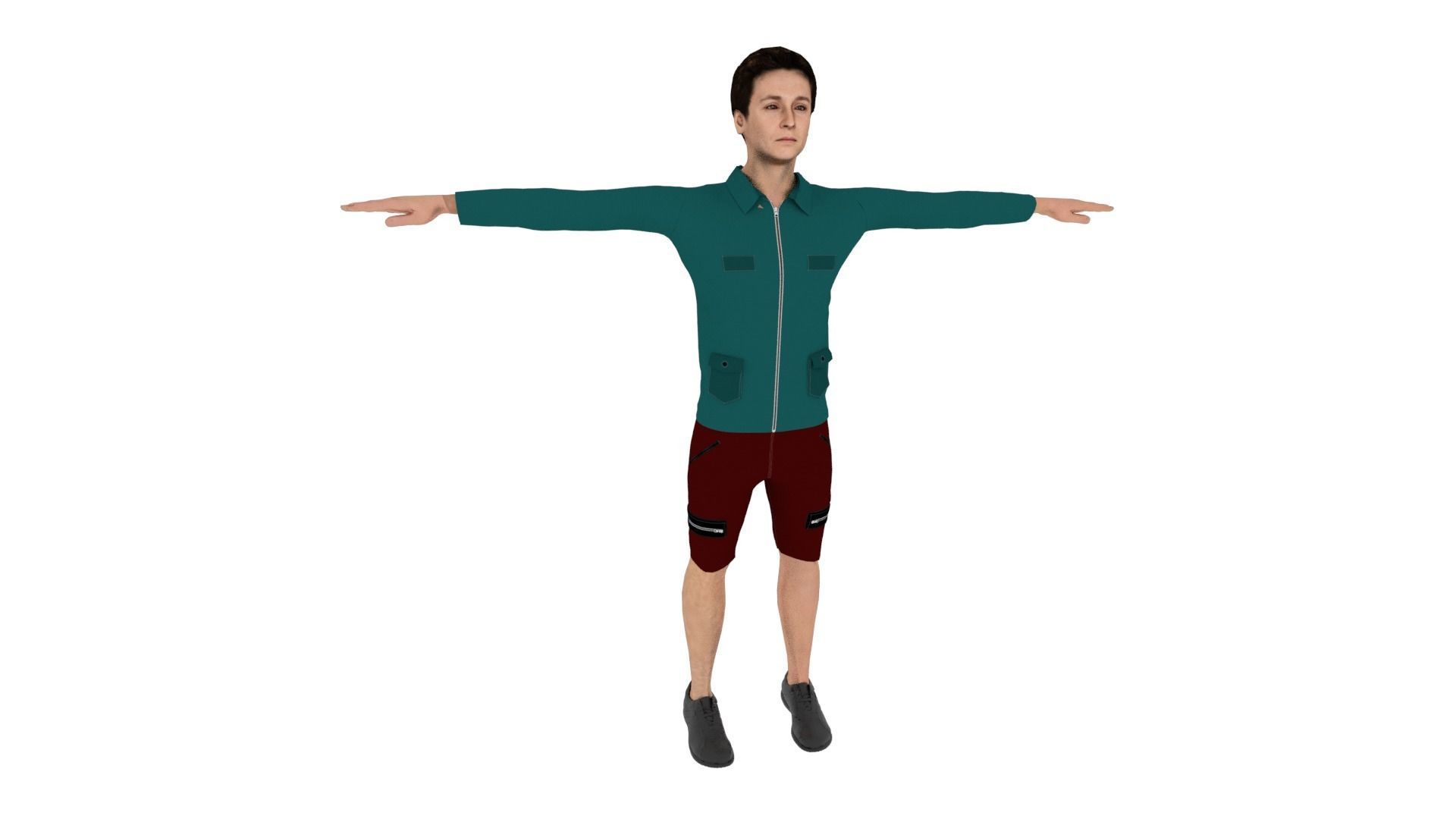 Realistic Character Male Low-poly 3D model_5