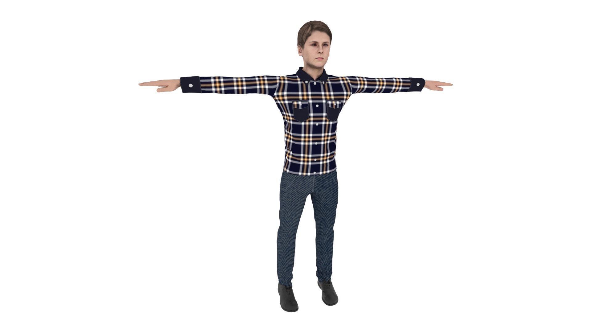 Realistic Character Male Low-poly 3D model_5