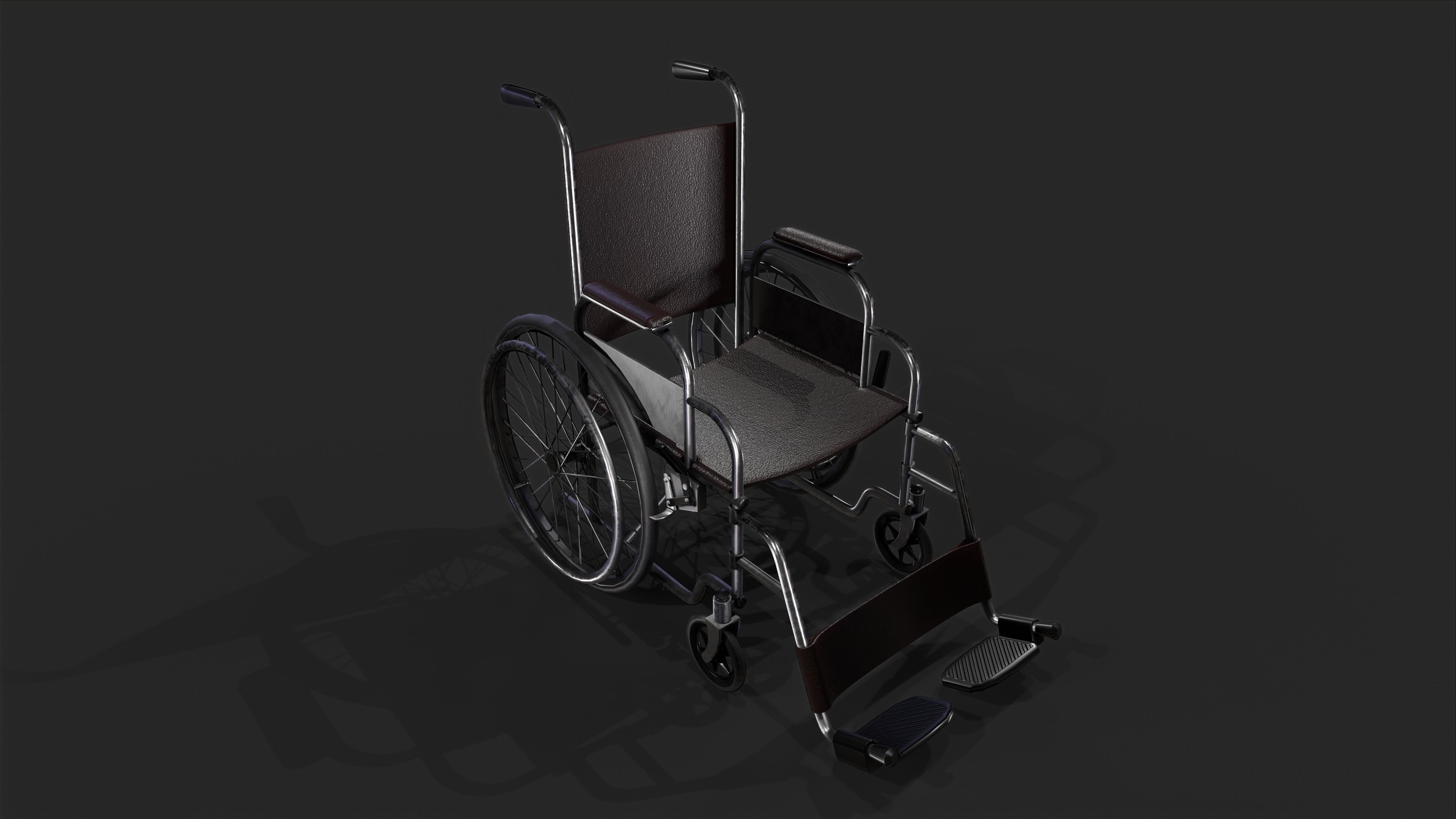Weelchair Low-poly 3D model_6