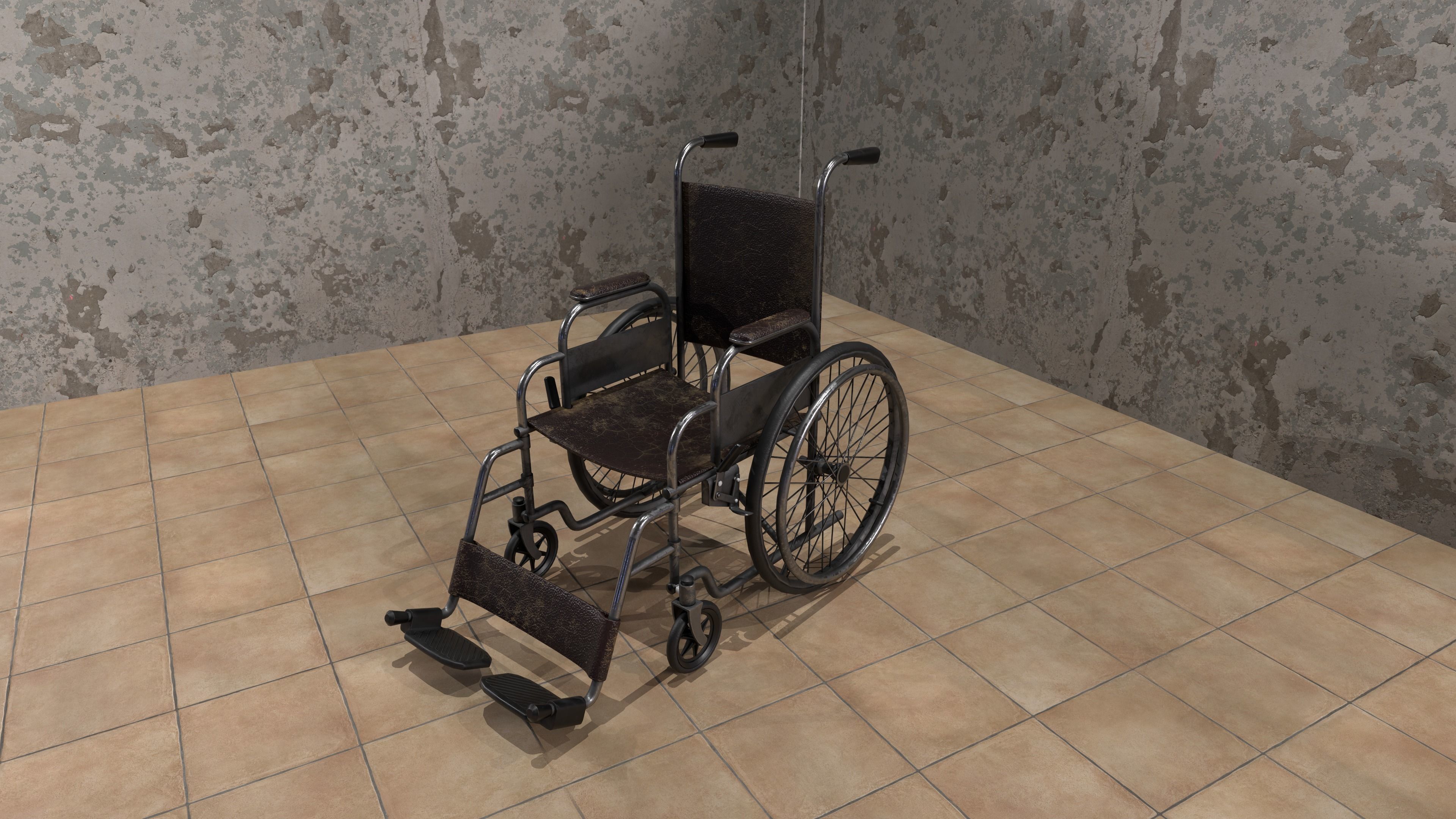 Weelchair Low-poly 3D model_8