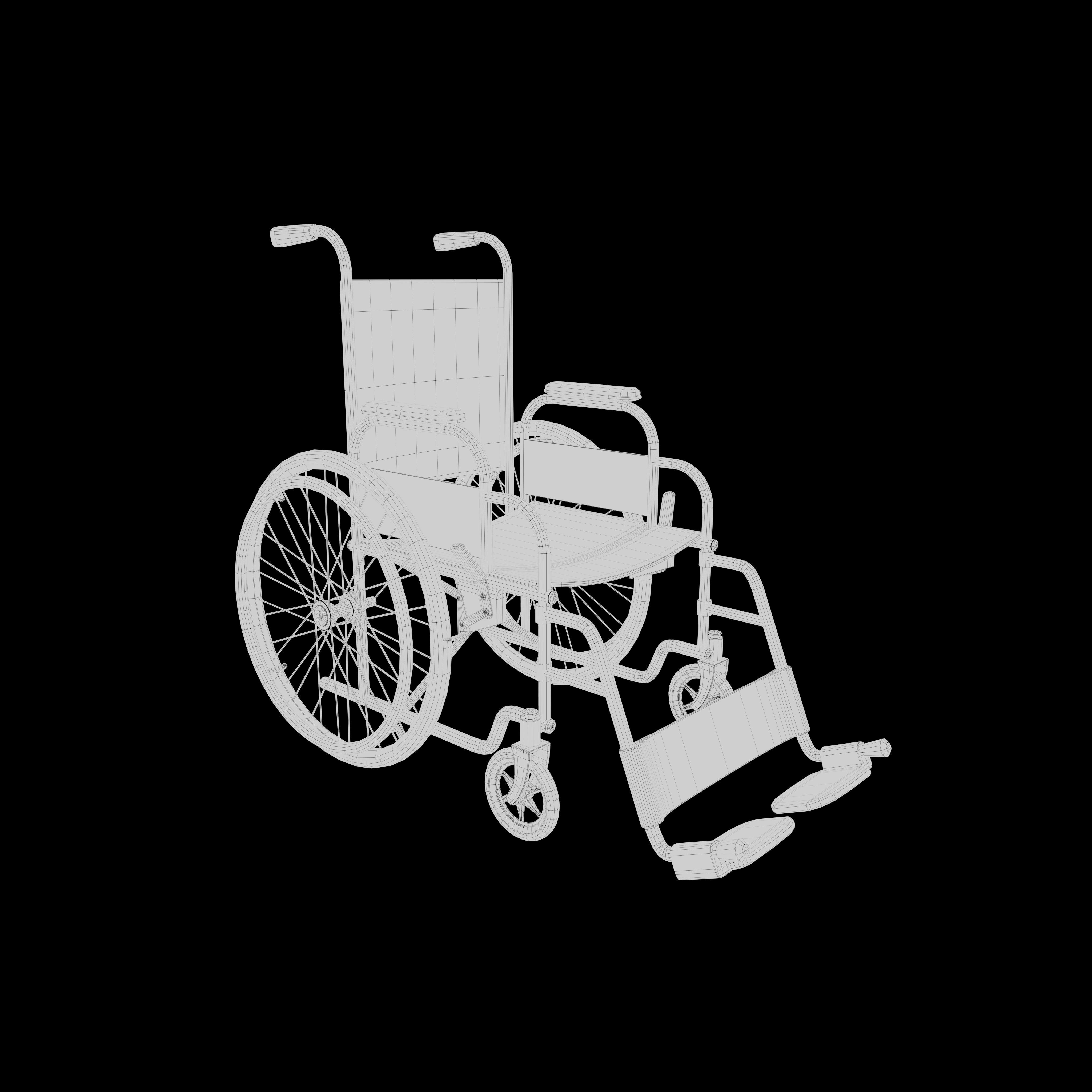 Weelchair Low-poly 3D model_11