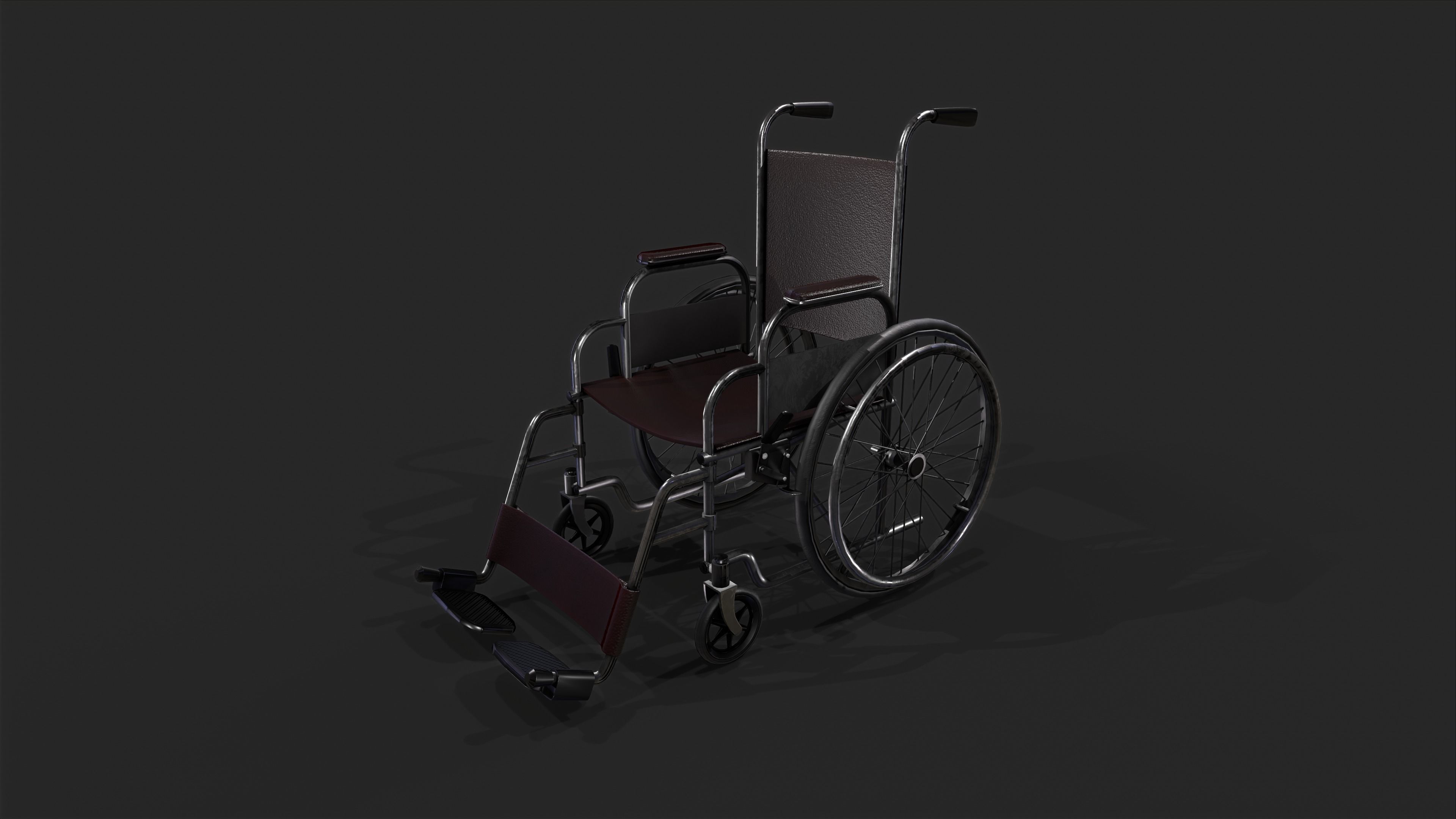 Weelchair Low-poly 3D model_4