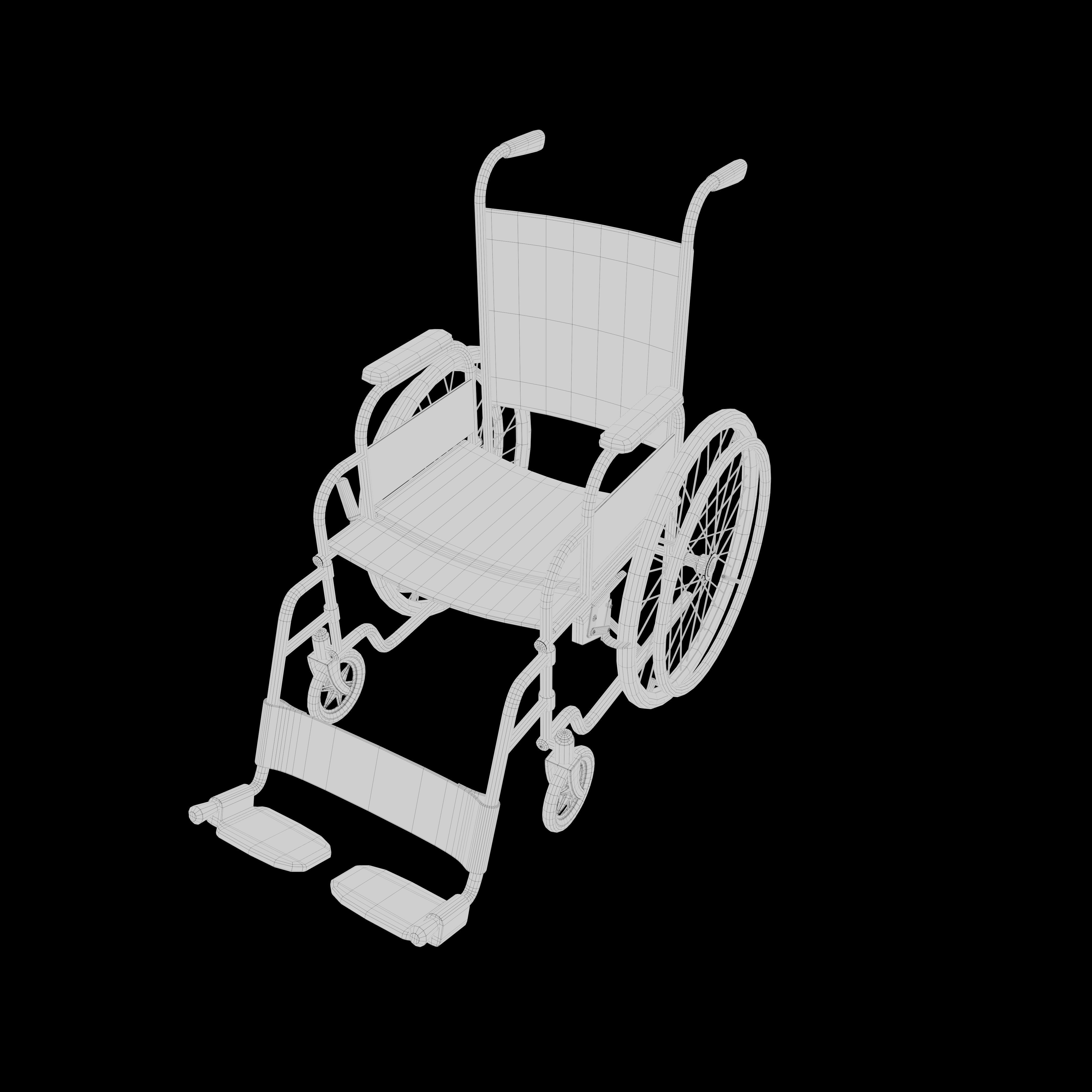 Weelchair Low-poly 3D model_10