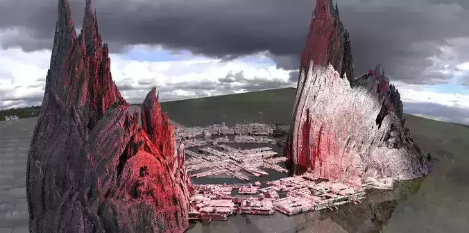 Warlock Dark labyrinth floor cliffs 3D model