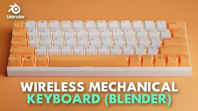 Wireless Mechanical Keyboard - Blender Low-poly 3D model