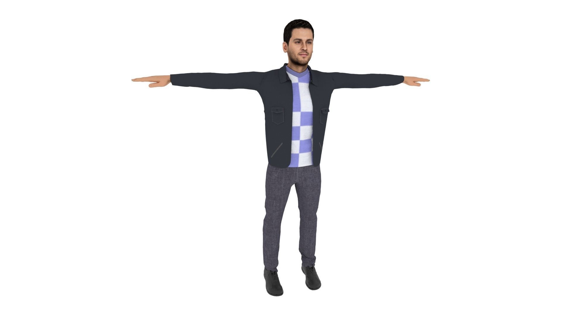 Character Man Low-poly 3D model_5