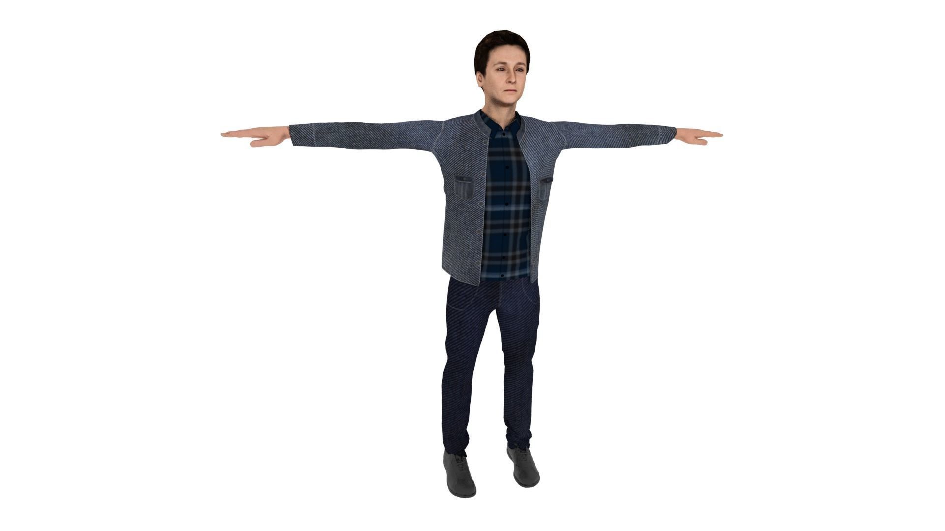 Realistic Character Low-poly 3D model_5