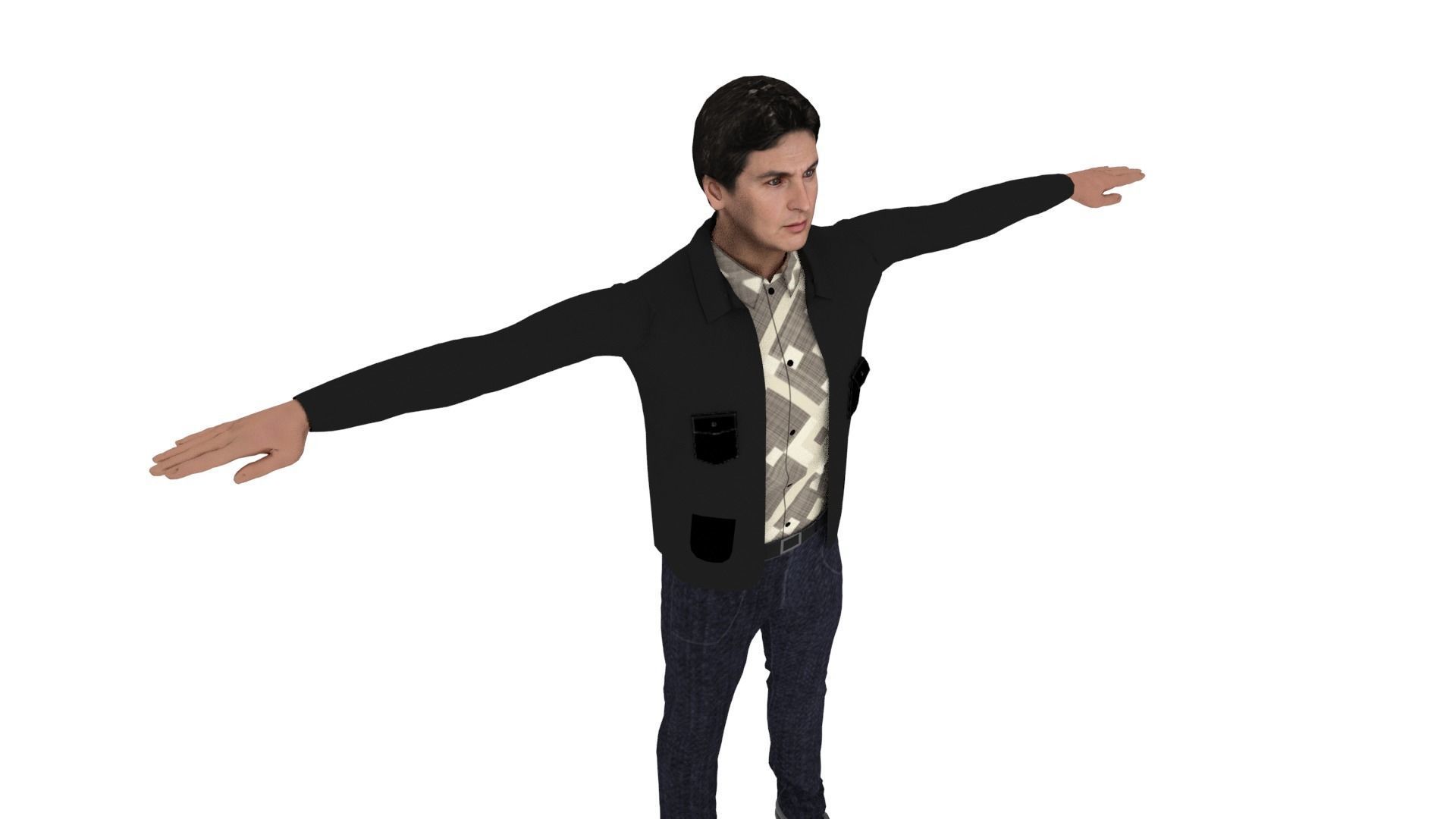Realistic Character Man Low-poly 3D model_4