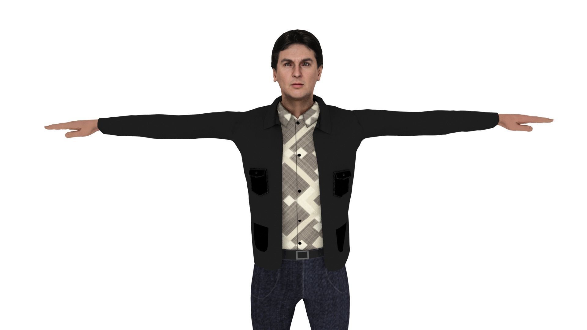 Realistic Character Man Low-poly 3D model_2