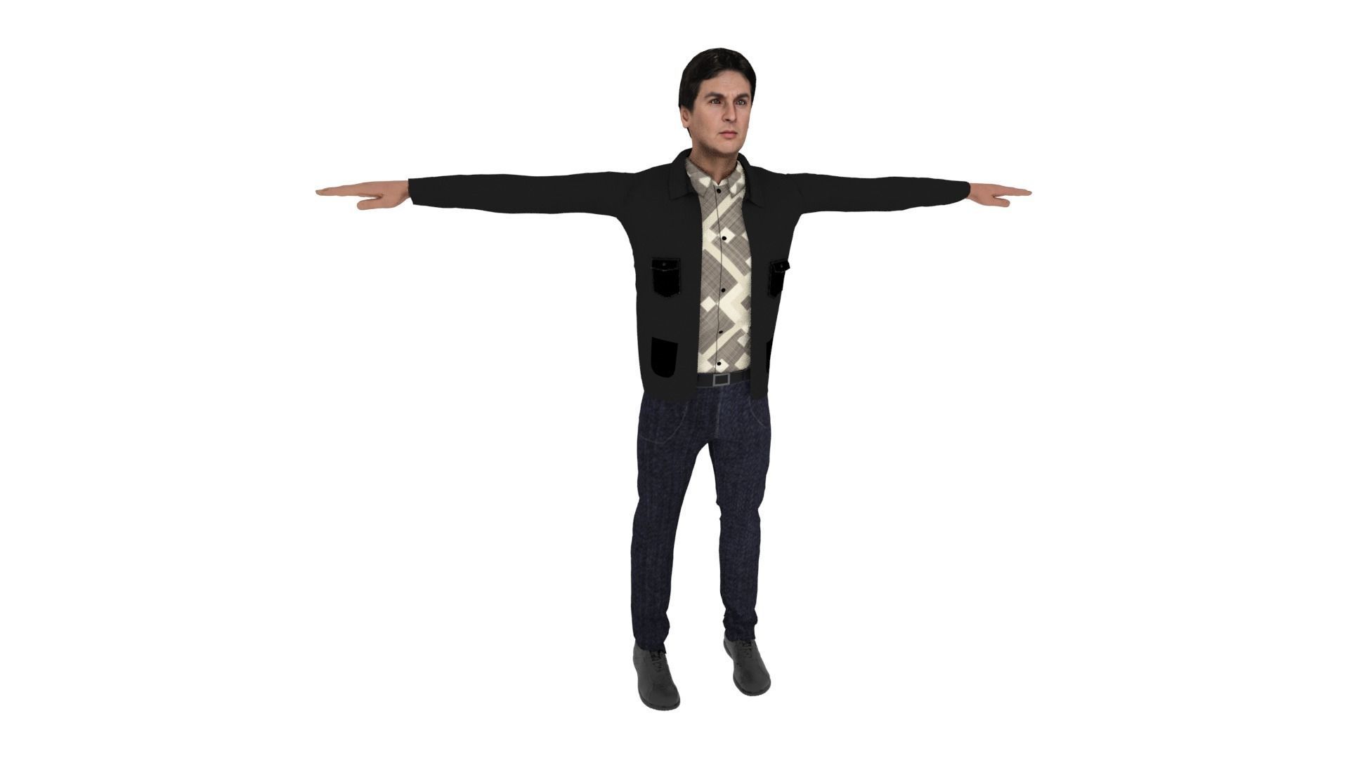 Realistic Character Man Low-poly 3D model_5