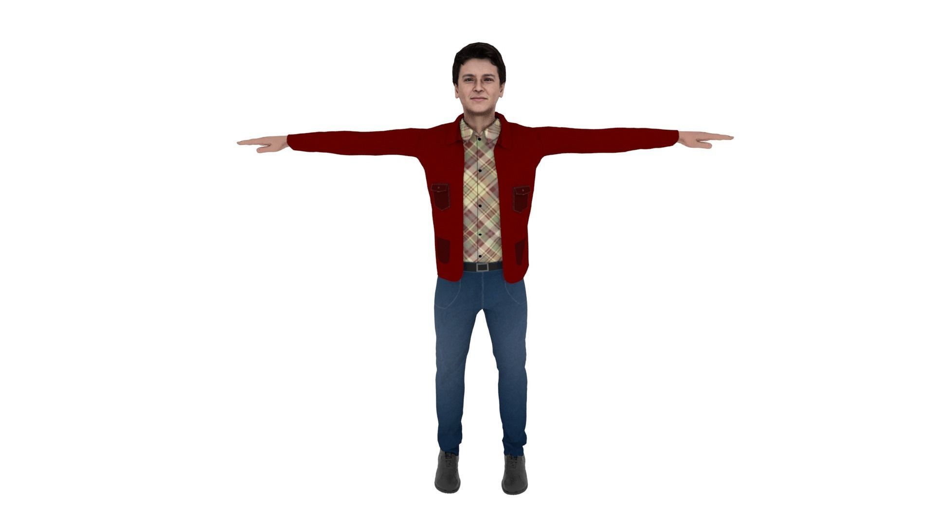 Realistic Character Man Low-poly 3D model_1
