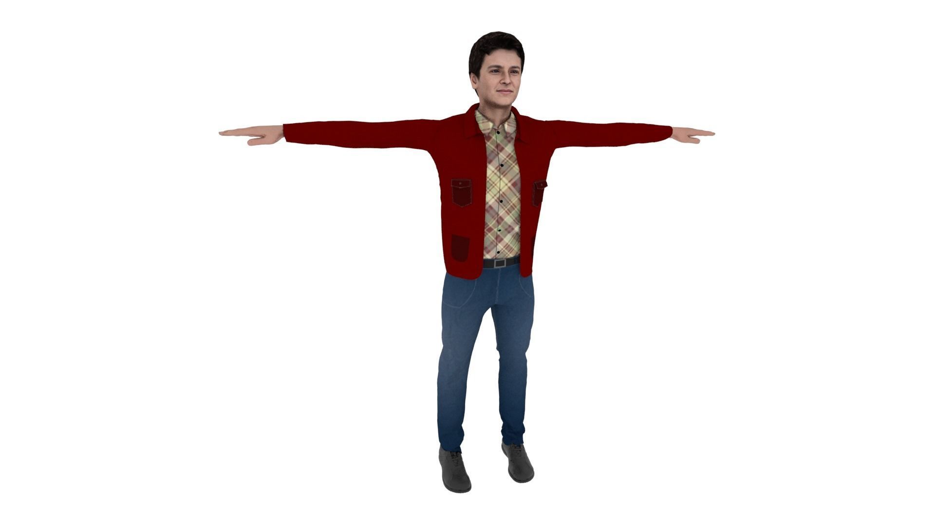Realistic Character Man Low-poly 3D model_5