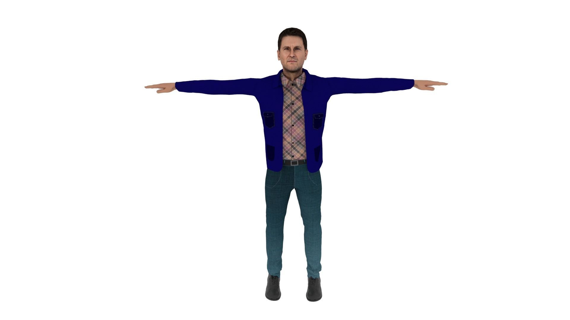 Realistic Character Man Low-poly 3D model_1